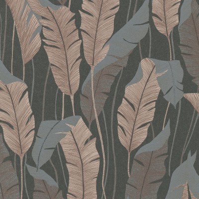 Papel de parede FOLHAS PALMA COBRE E PRETO 10344-47