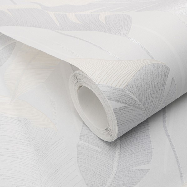 Papel pintado HOJAS PALMA BLANCO Y PLATEADO 10344-31 Papel pintado HOJAS PALMA BLANCO Y PLATEADO 10344-31
