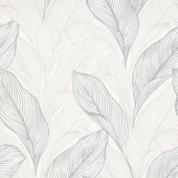 Papel pintado PALMA PLATEADO Y BLANCO 10282-31
