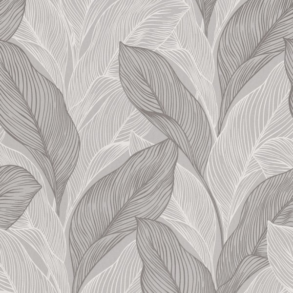 Papel pintado PALMA PLATEADO Y GRIS 10282-38