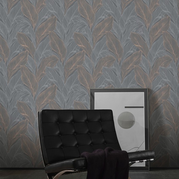 Papel de parede PALMA COBRE E PRETO 10282-10 Papel de parede PALMA COBRE E PRETO 10282-10