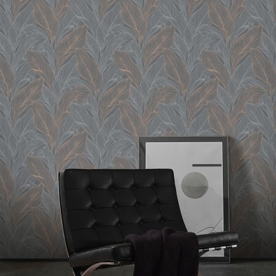 Papel de parede PALMA COBRE E PRETO 10282-10 Papel de parede PALMA COBRE E PRETO 10282-10