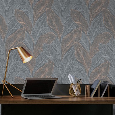 Papel de parede PALMA COBRE E PRETO 10282-10 2