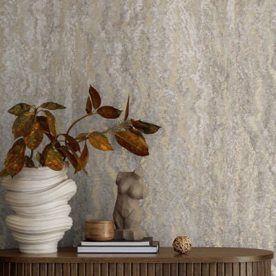 Paper pintat TEXTURA MINERAL GRIS I DAURAT TE66161 2