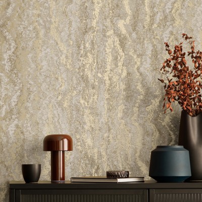 Papel de parede TEXTURA MINERAL TAUPE DOURADO TE66160 2