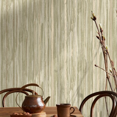 Papel de parede RISCAS ABSTRACTAS VERDE E DOURADO TE66213