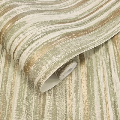Papel de parede RISCAS ABSTRACTAS VERDE E DOURADO TE66213