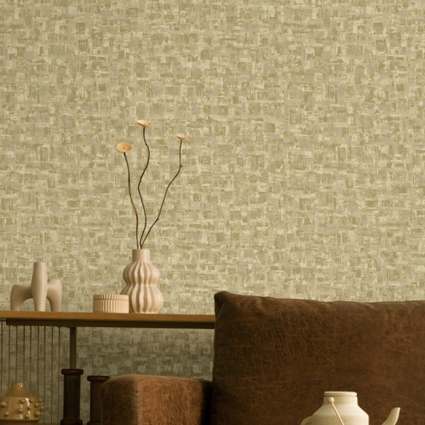 Paper pintat TEXTURA QUADRES BEIGE DAURAT TE66192