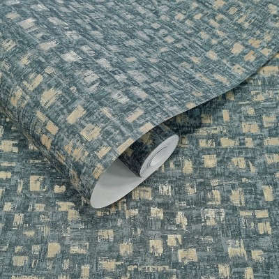 Paper pintat TEXTURA QUADRES BLAU I DAURAT TE66193