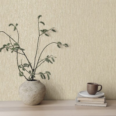 Papel pintado EFECTO LINO CREMA Y PLATEADO TE66143 2