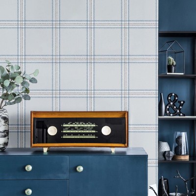 Papel de parede TARTAN COTTAGE AZUL 38415 Papel de parede TARTAN COTTAGE AZUL 38415