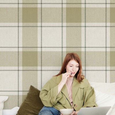 Paper pintat QUADRES ESCOCESSOS CHEVRON CAQUI 38405 2