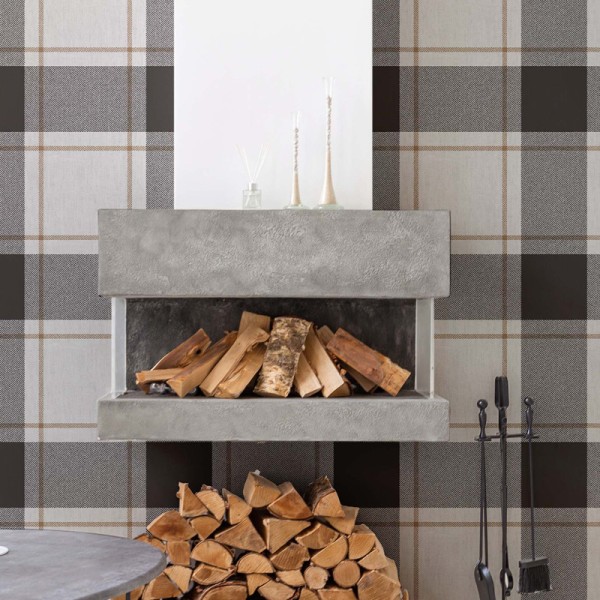 Paper pintat QUADRES ESCOCESSOS CHEVRON NEGRE I OCRE 38409 Paper pintat QUADRES ESCOCESSOS CHEVRON NEGRE I OCRE 38409