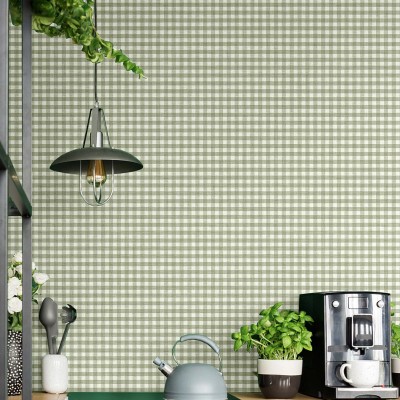 Papel de parede XADREZ VICHY VERDE 38417 2