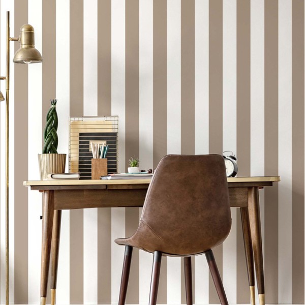 Papel pintado RAYAS BICOLOR MARRÓN Y BLANCO 38448 Papel pintado RAYAS BICOLOR MARRÓN Y BLANCO 38448