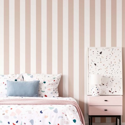 Papel de parede RISCAS BICOLOR ROSA E BRANCO 38444 2