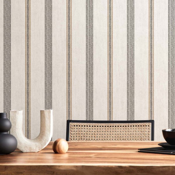 Papel pintado RAYAS EFECTO TEJIDO MARRÓN Y NEGRO 38429