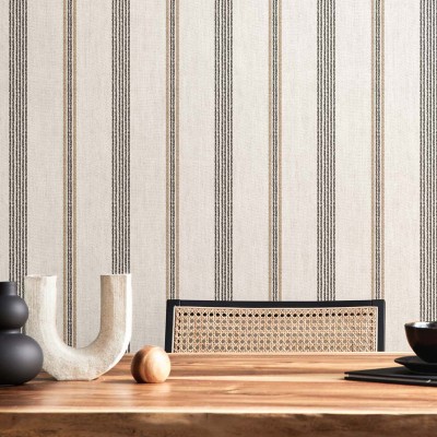 Papel de parede RISCAS EFEITO TECIDO MARROM E PRETO 38429