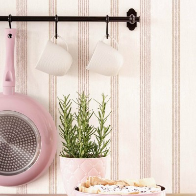 Papel pintado RAYAS EFECTO TEJIDO ROSA Y BEIGE 38428 2