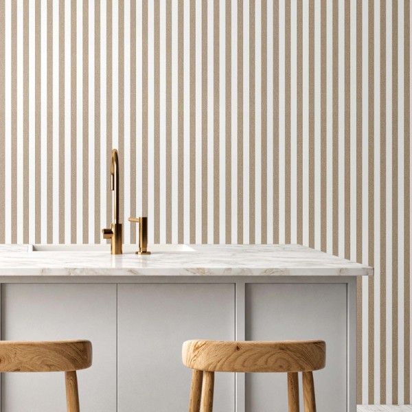 Papel pintado RAYAS VINILICO MARRÓN Y BLANCO 38437