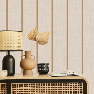 Papel pintado RAYAS MODERNAS OCRE Y BEIGE 38463 2