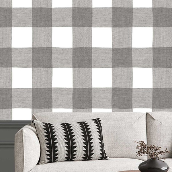 Papel de parede VICHY VINILICO CINZA ESCURO E BRANCO 38433