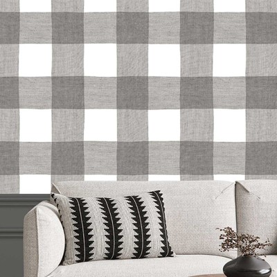 Paper pintat VICHY VINILIC GRIS FOSC I BLANC 38433