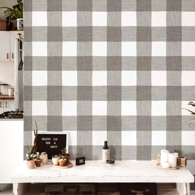 Paper pintat VICHY VINILIC GRIS FOSC I BLANC 38433 2