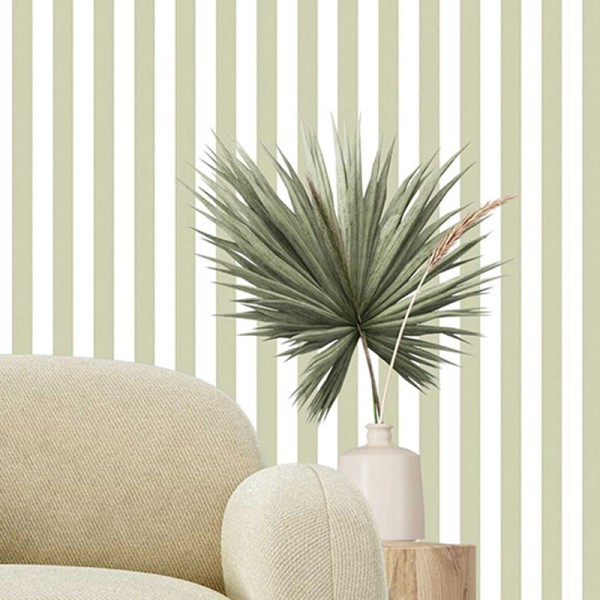 Papel de parede RISCAS VINILICO VERDE E BRANCO 38453