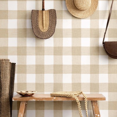 Paper pintat VICHY VINILIC BEIGE I BLANC 38432