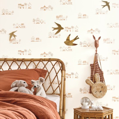 Papel pintado PUEBLO INFANTIL MARRÓN OUTD_20084_83_03