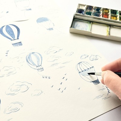 Papel pintado GLOBOS AEROSTÁTICOS AZULES OUTD_20085_66_66 2