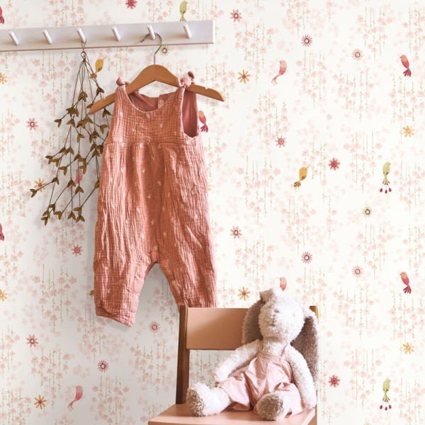 Papel de parede INFANTIL COM PÁSSAROS ROSA OUTD_20078_43_43