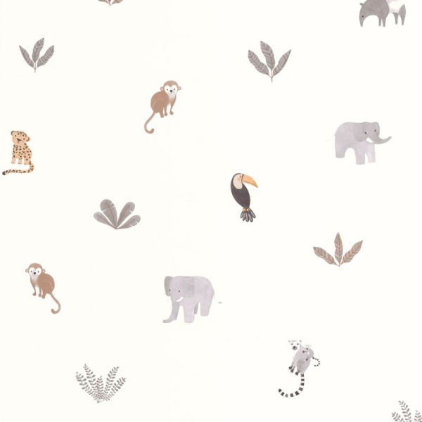 Paper pintat TROPICAL ANIMALS INFANTIL GRIS OUTD_20077_14_14