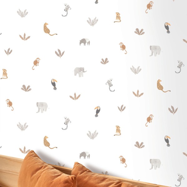 Papel de parede TROPICAL ANIMAIS INFANTIL CINZA OUTD_20077_14_14