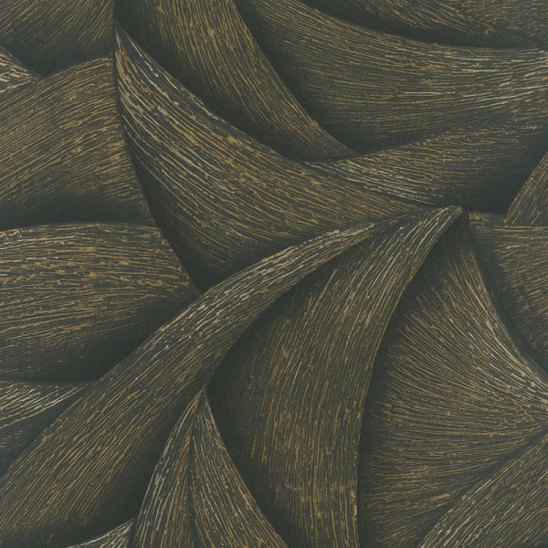 Papel pintado ESPIRAL 3D NEGRO Y DORADO 35506