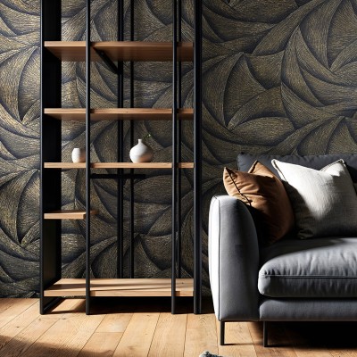 Paper pintat ESPIRAL 3D NEGRE I DAURAT 35506