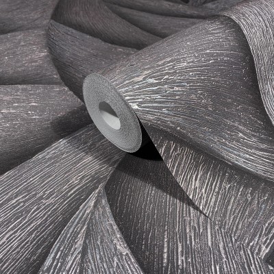 Papel de parede ESPIRAL 3D PRETO E PRATEADO 35505