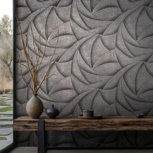 Paper pintat ESPIRAL 3D NEGRE I PLATEJAT 35505