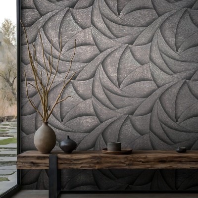 Paper pintat ESPIRAL 3D NEGRE I PLATEJAT 35505