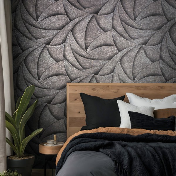 Paper pintat ESPIRAL 3D NEGRE I PLATEJAT 35505