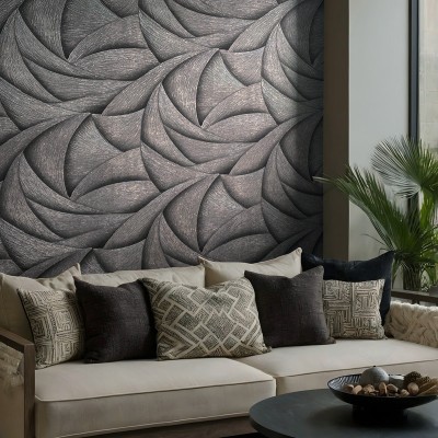 Papel pintado ESPIRAL 3D NEGRO Y PLATEADO 35505