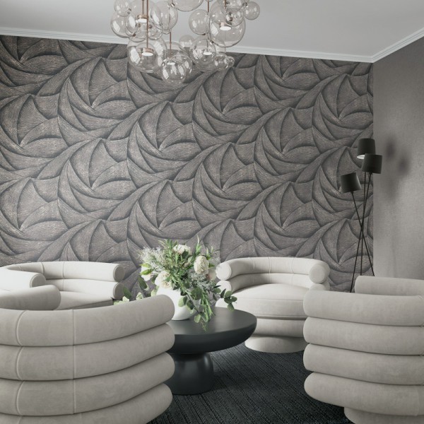 Paper pintat ESPIRAL 3D NEGRE I PLATEJAT 35505