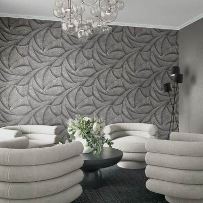 Papel pintado ESPIRAL 3D NEGRO Y PLATEADO 35505