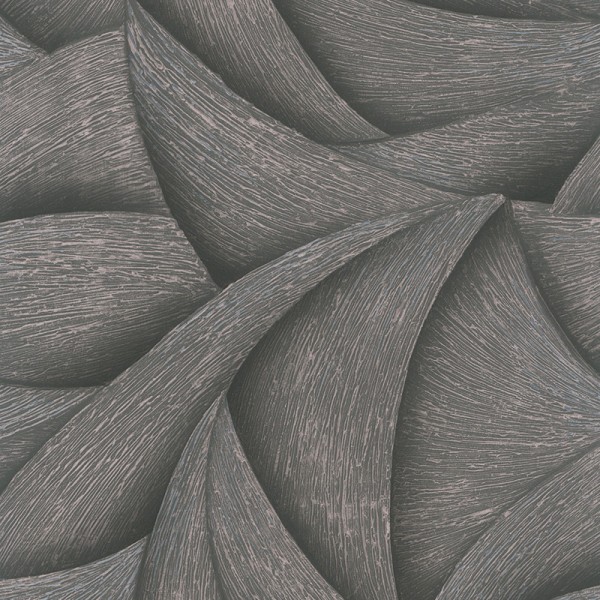 Papel pintado ESPIRAL 3D NEGRO Y PLATEADO 35505