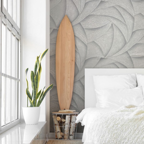 Papel pintado ESPIRAL 3D GRIS Y PLATEADO 35504