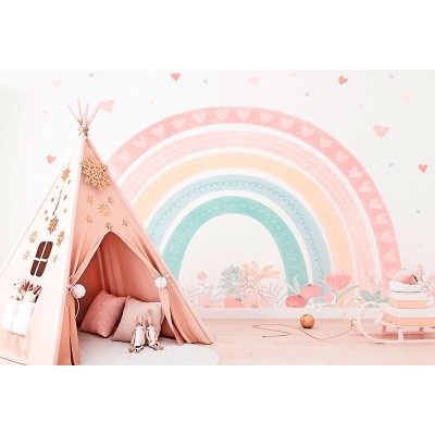 Mural Infantil Arco-íris Coração ANIM684 2