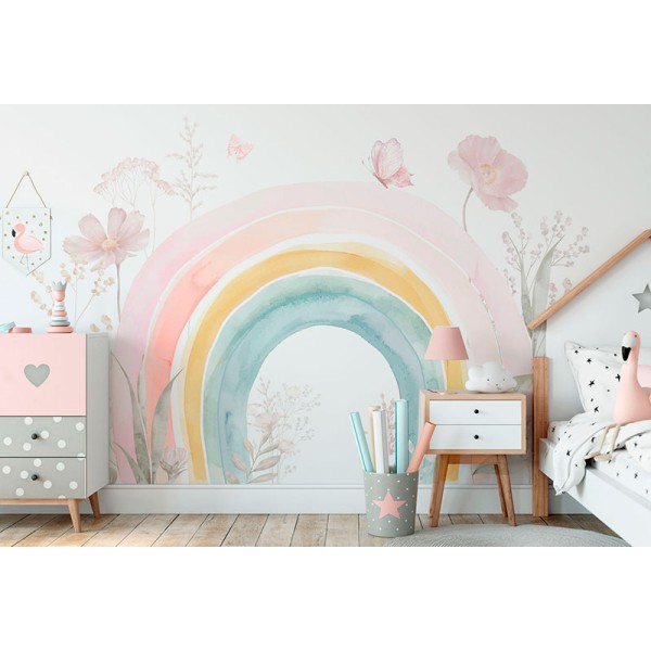 Mural Infantil Arco-íris Jardim Mágico ANIM685 Mural Infantil Arco-íris Jardim Mágico ANIM685
