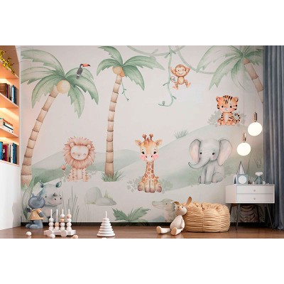 Mural Infantil Baby Safari ANIM686 Mural Infantil Baby Safari ANIM686