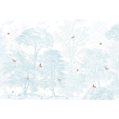 Mural Infantil Bosc de Papallones Blau ANIM690 Mural Infantil Bosc de Papallones Blau ANIM690